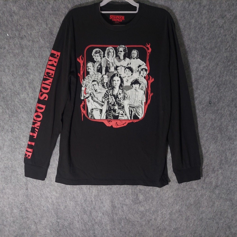 Stranger Things Women T Shirt L Black Season 3  Friends Dont Lie Long Sleeve